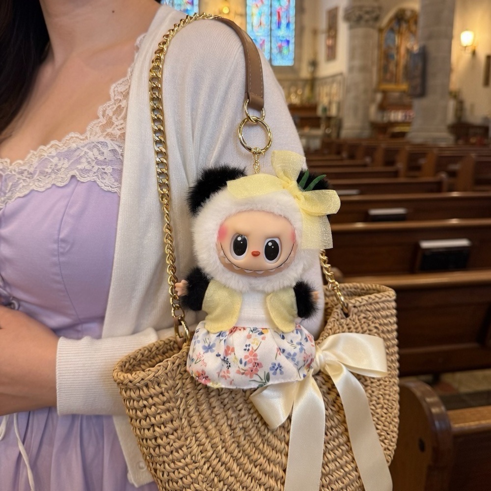 Panda Plush keychain with Floral Skirt